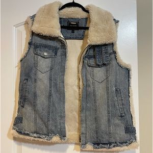 RARE Vintage Guess Shearling Denim Vest